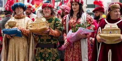 Three wise men on Epiphany in Italy