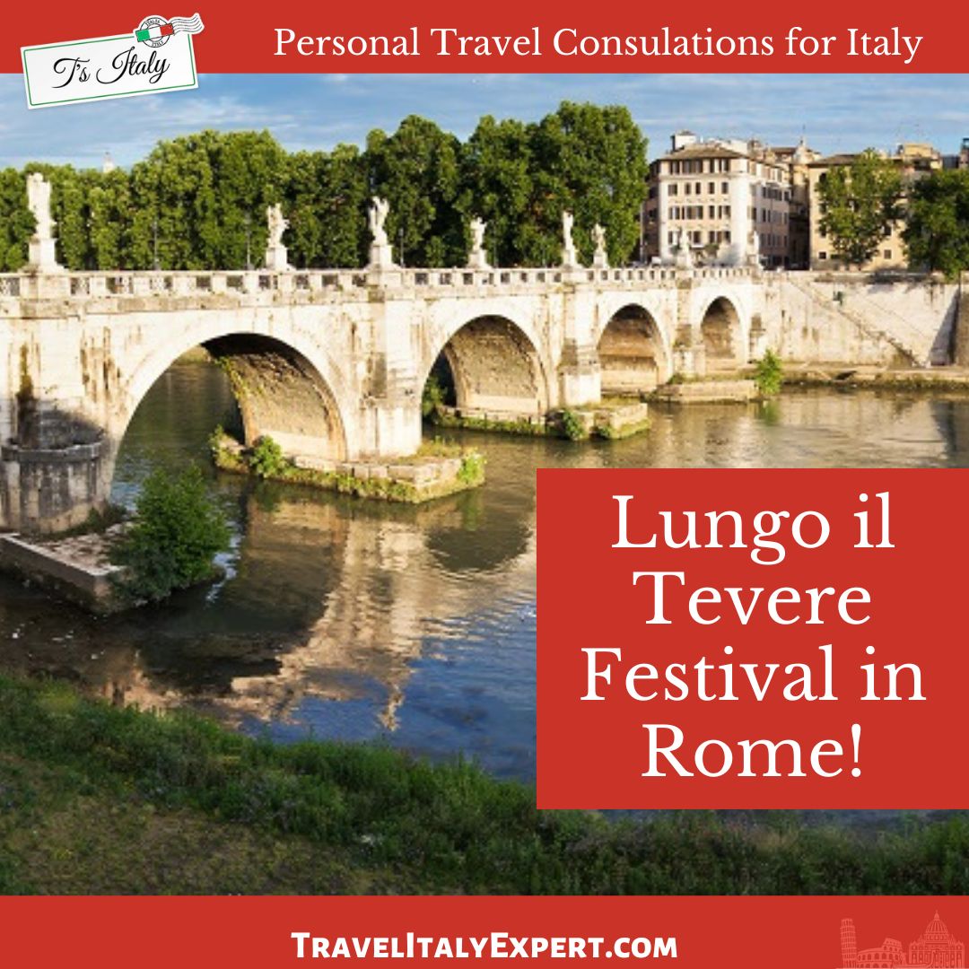 Bridge over the Tiber River in Italy.