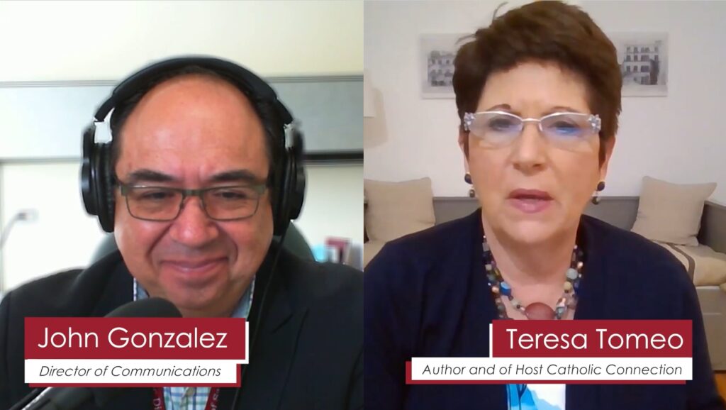 Screenshot of Teresa Tomeo talking with host John Gonzalez.