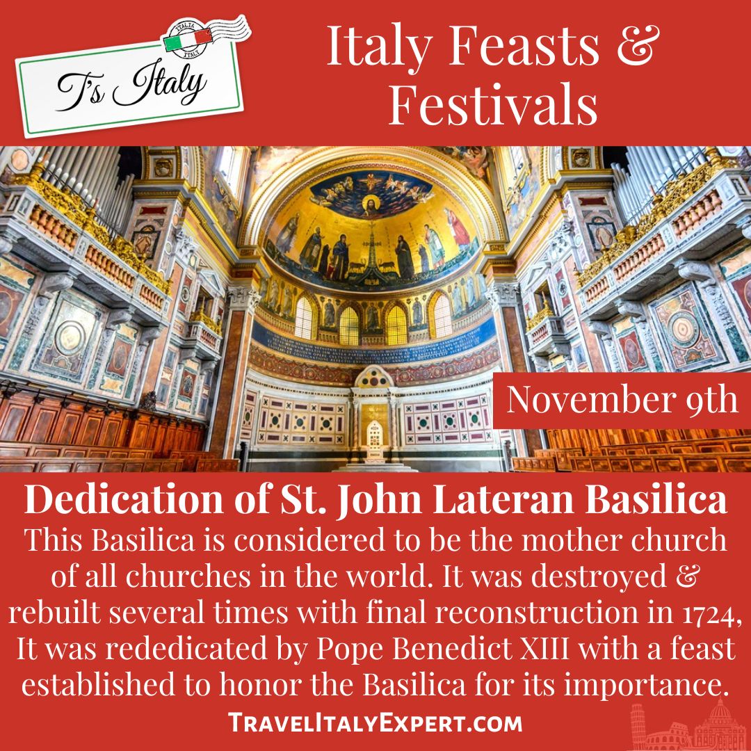 Photo of inside the Basilica of St. John Lateran with info on the feast Nov. 9th.