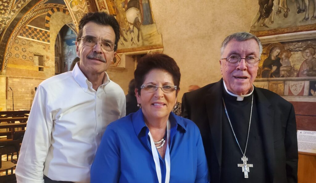 Teresa Tomeo, Deacon Dom Pastore, Bishop Emeritus Robert Baker in the Basilica of St. Francis in Assisi, Italy